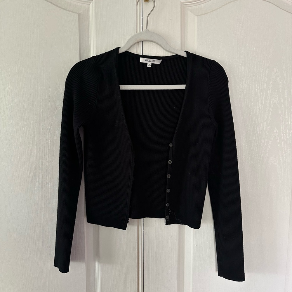 Madewell M Black Cardigan Cropped Sweater